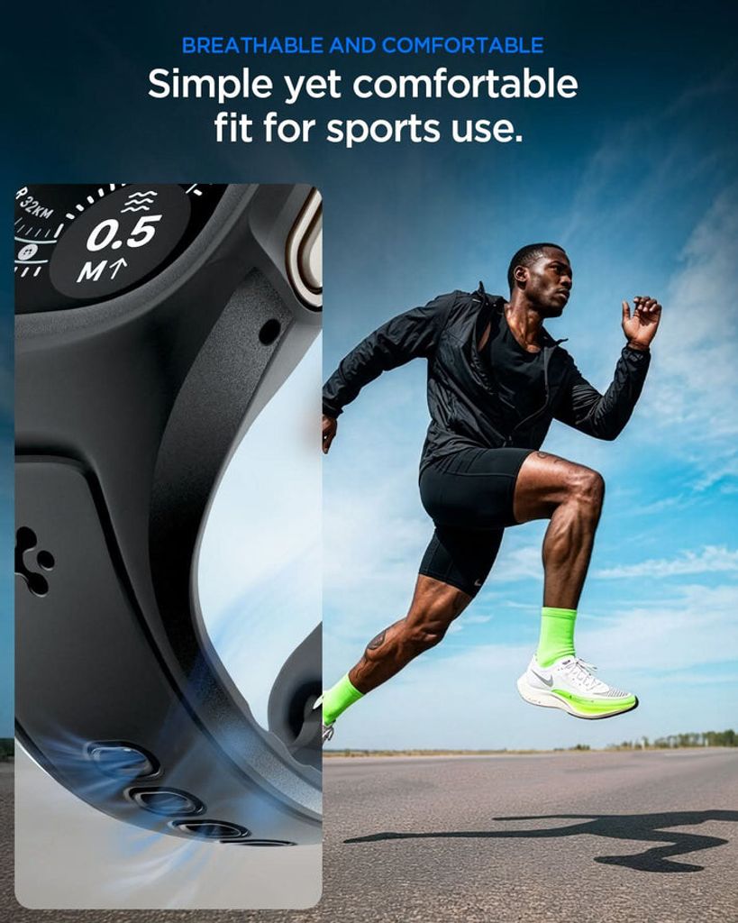Spigen Apple Watch Ultra 4/3/2/1 49mm Kellonranneke & Kuori Liquid Air Pro - Musta