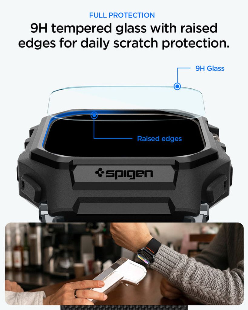 Spigen Apple Watch Ultra 4/3/2/1 49mm Kellonranneke & Kuori Lite Fit Pro näytönsuojalla  - Musta