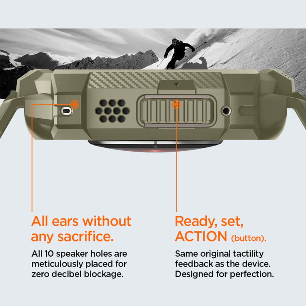 Spigen Rugged Armor Pro -kellonranneke + suojakuori Apple Watch Ultralle 4/3/2/1 (49 mm) - Vintage Khaki