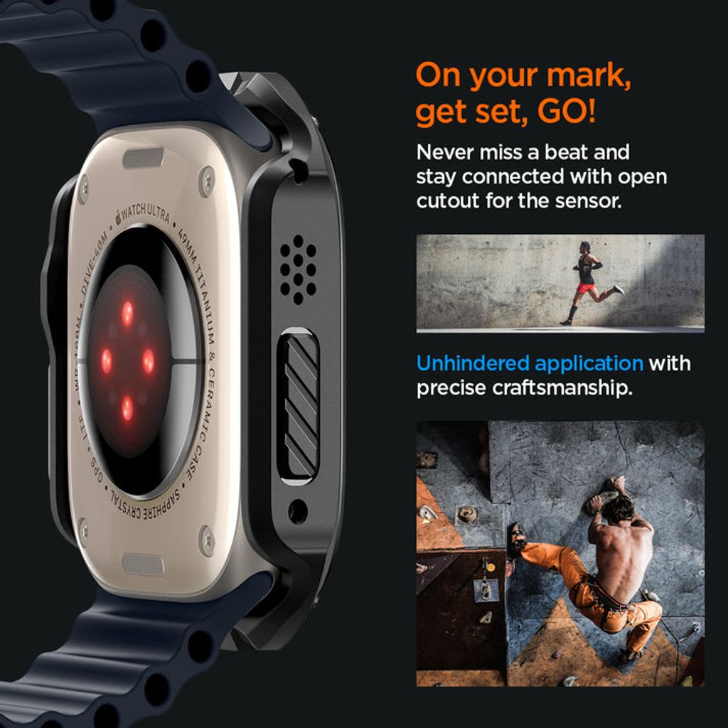 Spigen Apple Watch Ultra 4/3/2/1 49mm kuori Tough Armor - Musta