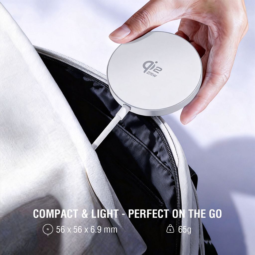 4Smarts Qi2 25W trådlös laddare MagSafe – vit, 1,5 m