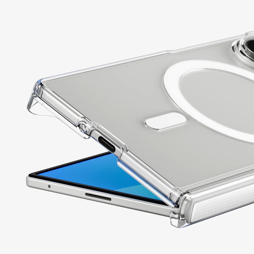 Spigen Airskin Zero MagFit Deksel til Samsung Galaxy Z Fold8 Ultra - Gjennomsiktig/hvit