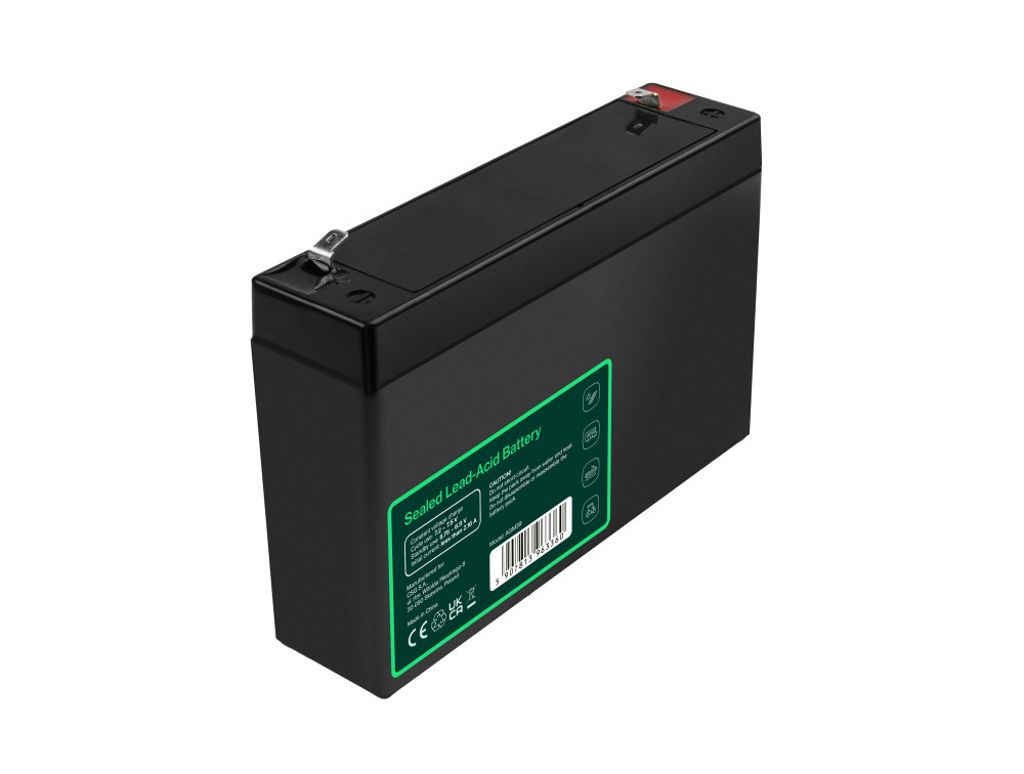 Green Cell 6V 7.2Ah AGM VRLA -akku hälytyksiin, kassakoneisiin ja leluihin