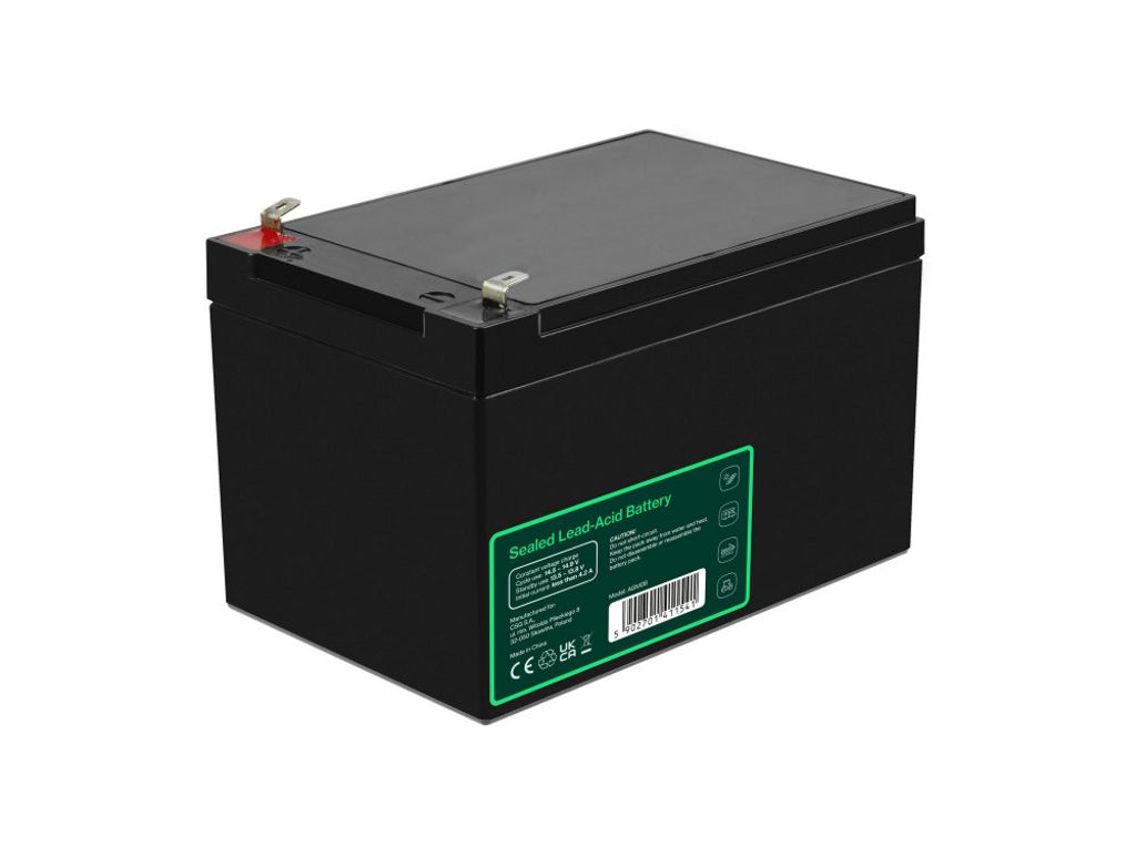 Green Cell AGM VRLA 12V 14Ah vedligeholdelsesfrit batteri til alarmsystemer, kasseapparater, legetøj