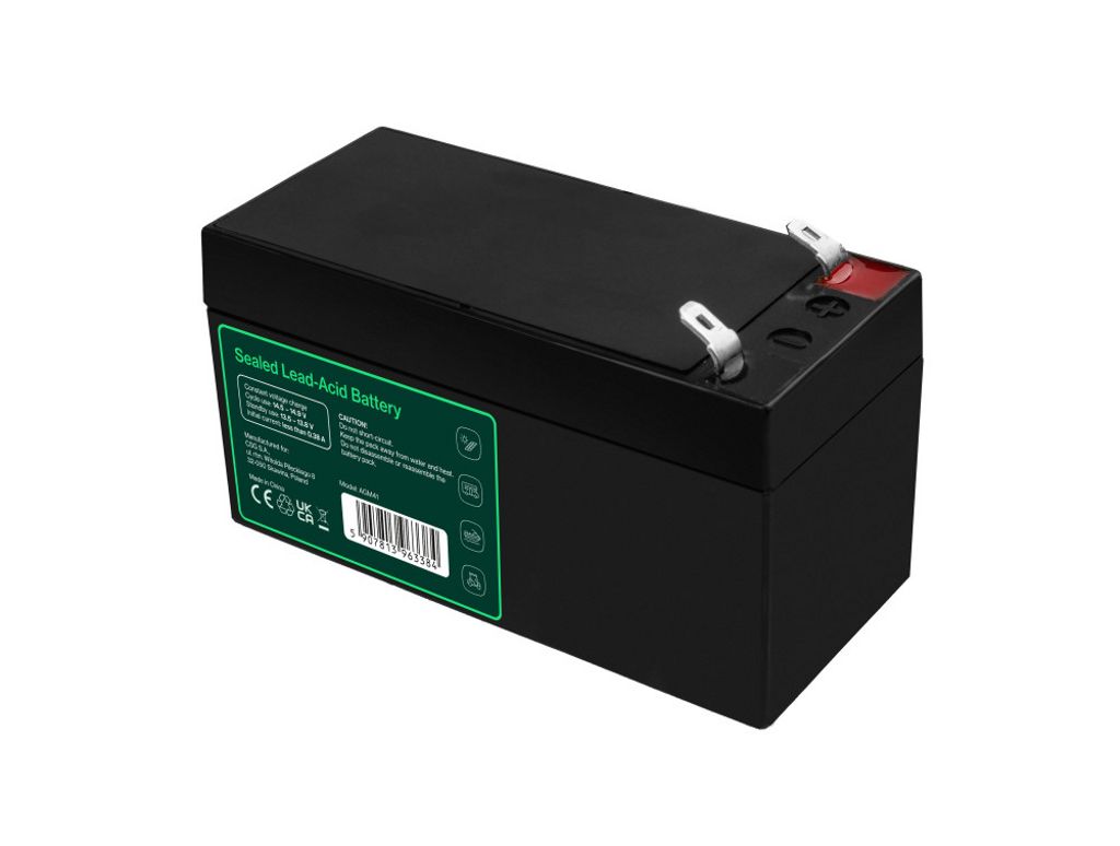 Green Cell AGM VRLA 12V 1,3Ah vedlikeholdsfritt batteri for alarmer og leker