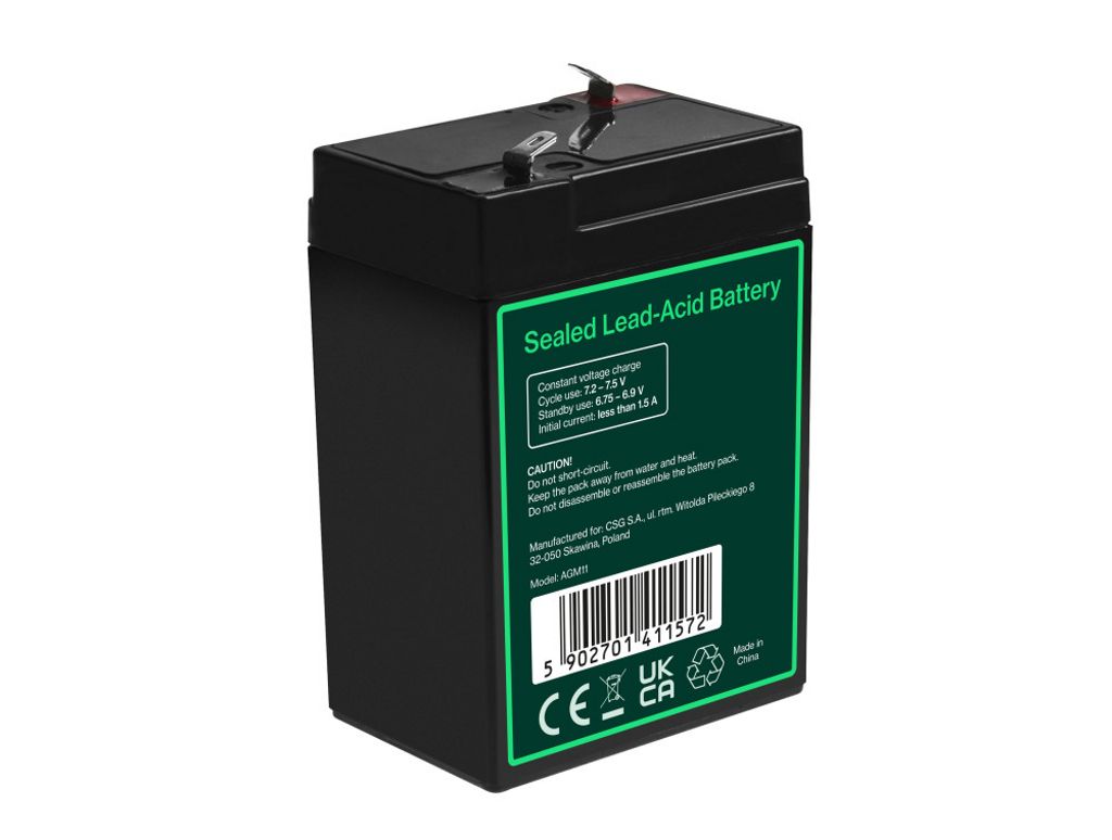 Green Cell AGM VRLA 6V 5Ah vedlikeholdsfritt batteri for alarmsystem, kasseapparat, leker