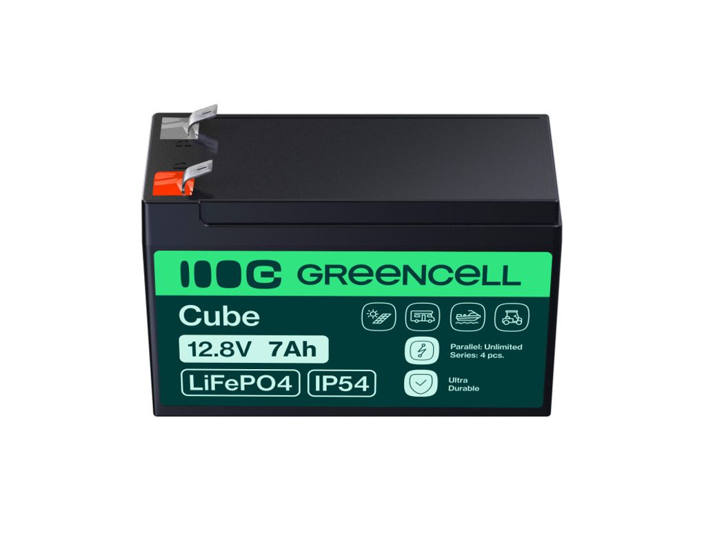 Green Cell CUBE 7Ah 12.8V LiFePO4 Batteri för UPS & Övervakning