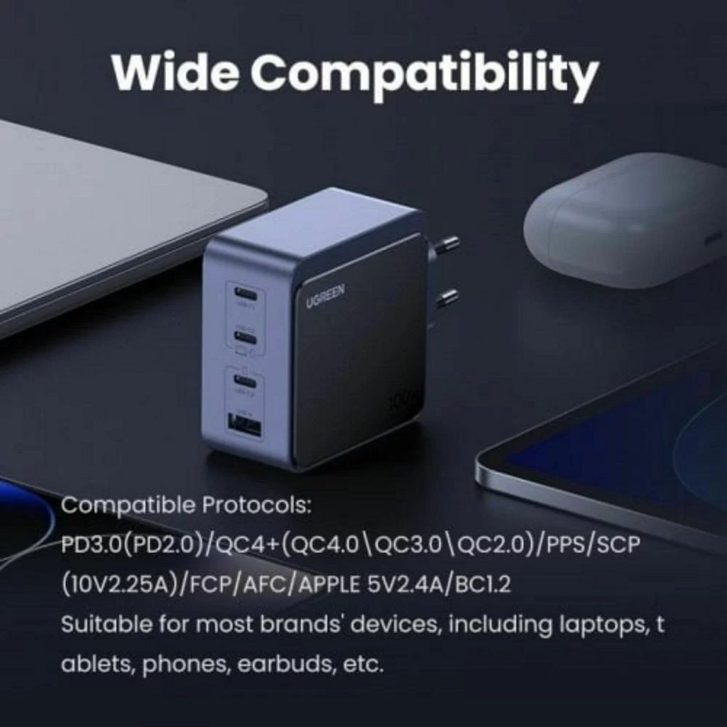 UGREEN Nexode Air X565 100W vegglader – 3 x USB-C + 1 x USB-A