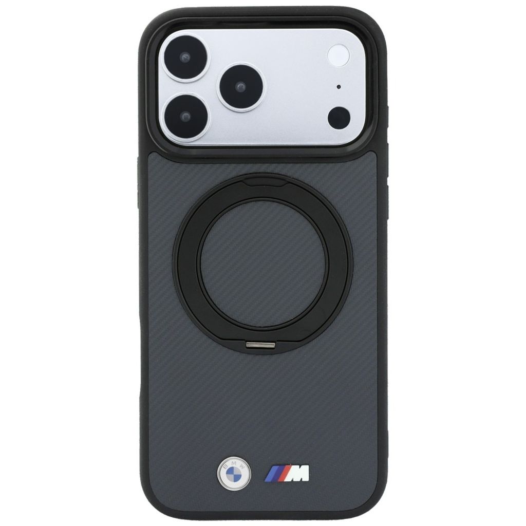 BMW Kevlar Ring Stand 360 MagSafe -kuori till iPhone 18 Pro/17 Pro - Harmaa