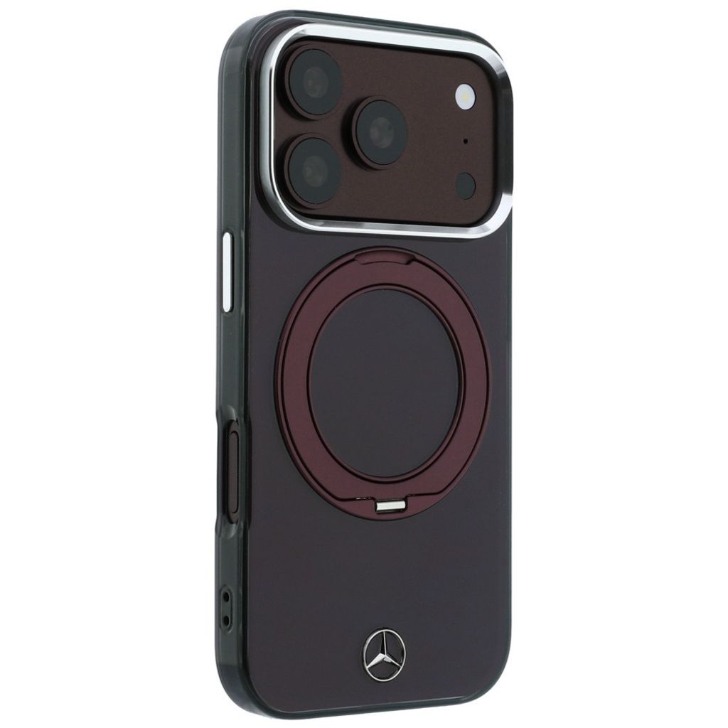 Mercedes Ring Stand Iconic Logo MagSafe -kuori till iPhone 18 Pro/17 Pro - Burgundi
