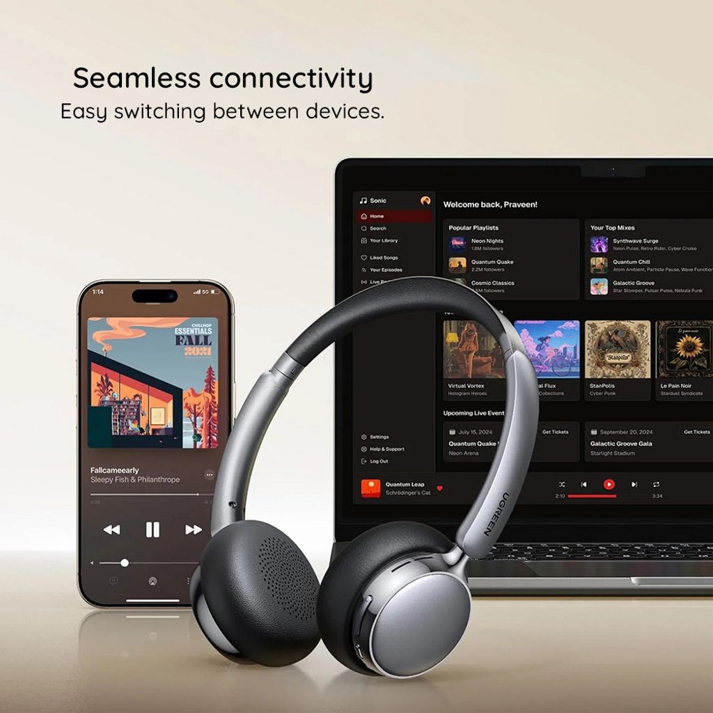 Ugreen HP207 HiTune Studio Plus On-Ear høretelefoner - Beige