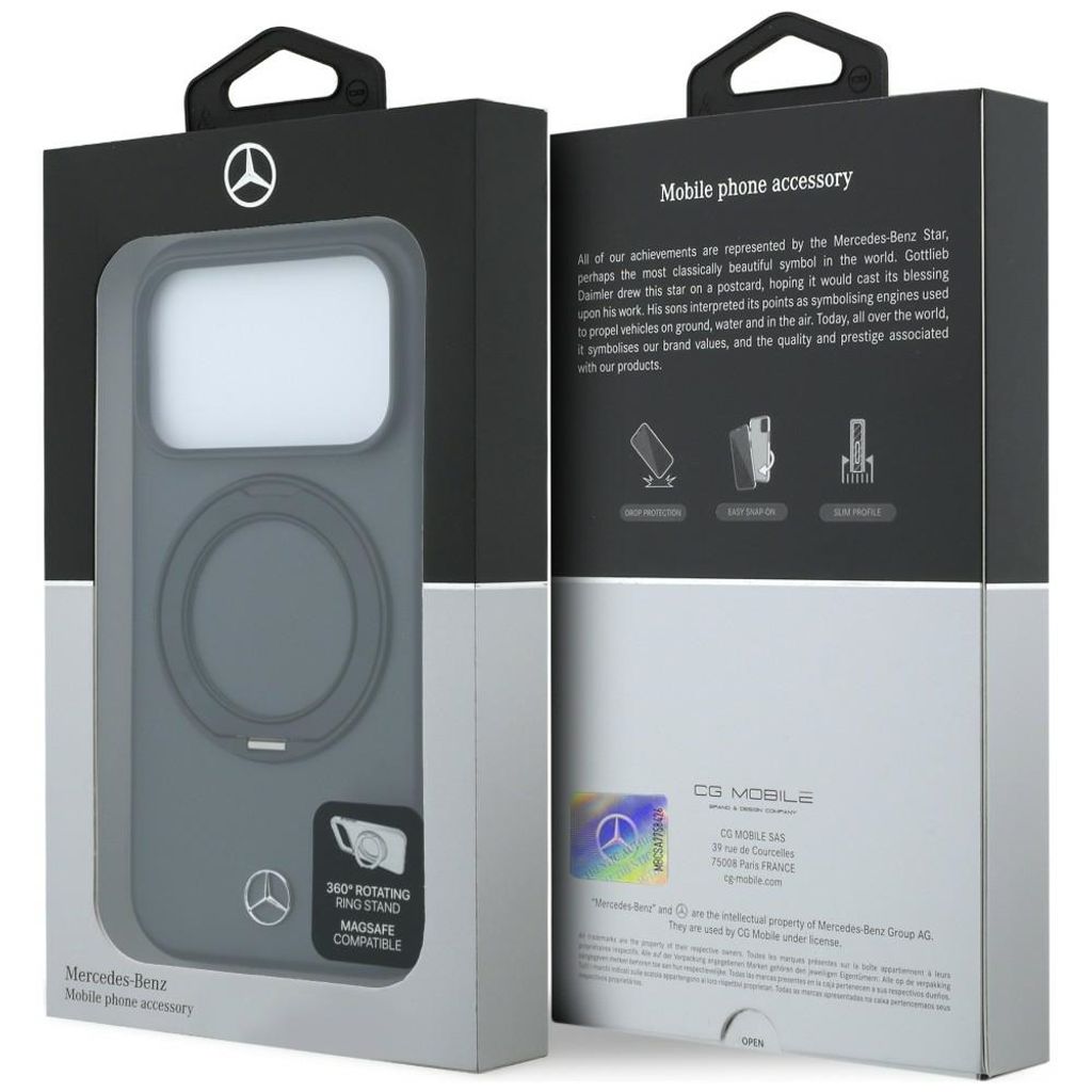 Mercedes Ring Stand MagSafe -kuori till iPhone 18 Pro/17 Pro - Harmaa