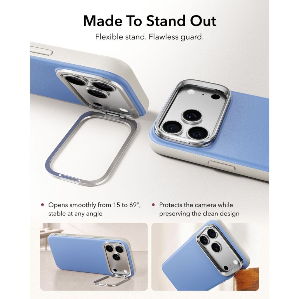 ESR Atelier Kickstand MagSafe -kuori till iPhone 18 Pro Max/17 Pro Max - Vaaleansininen