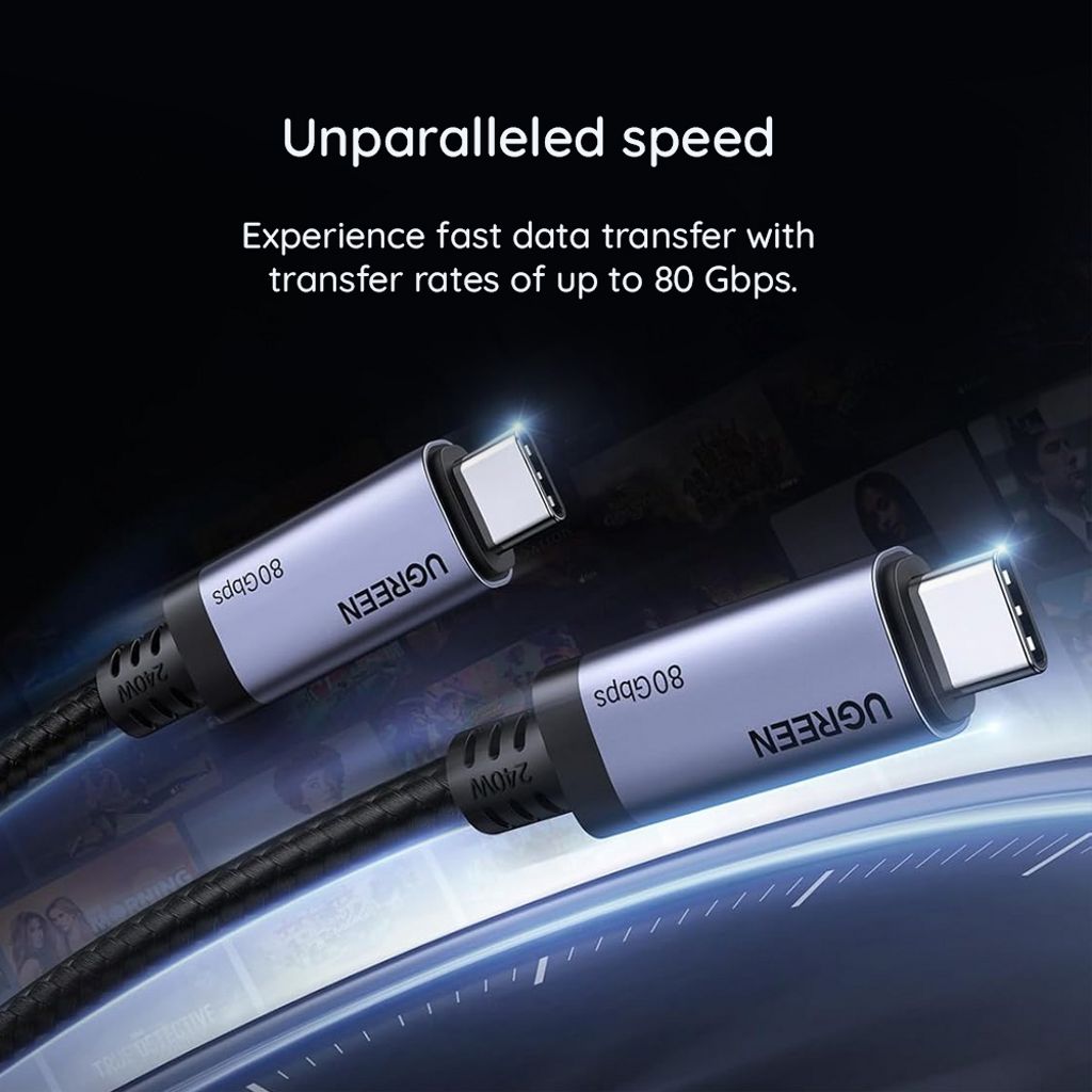 UGREEN L706 USB-C till USB-C kabel 240W, 5A, 1m – svart