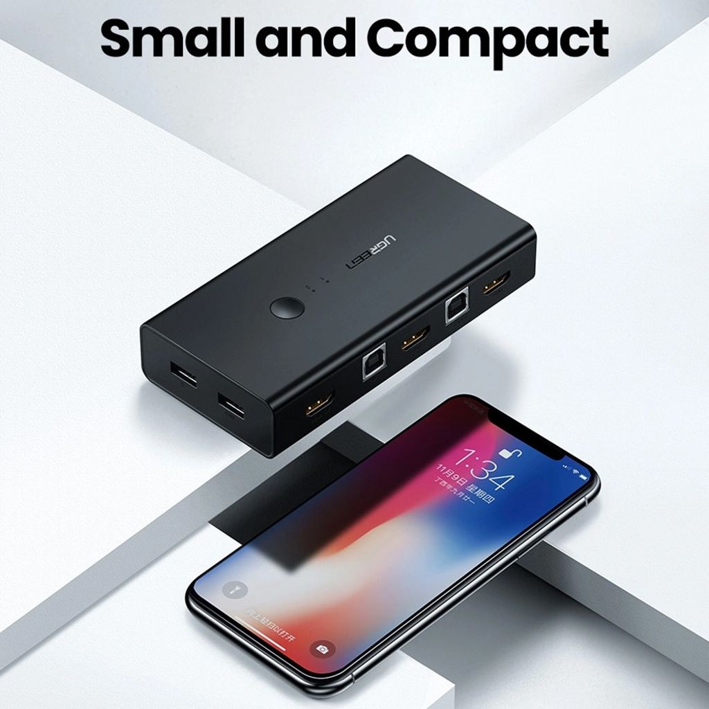 UGREEN CM200 HDMI-switch 2x HDMI / 2x USB-A – sort