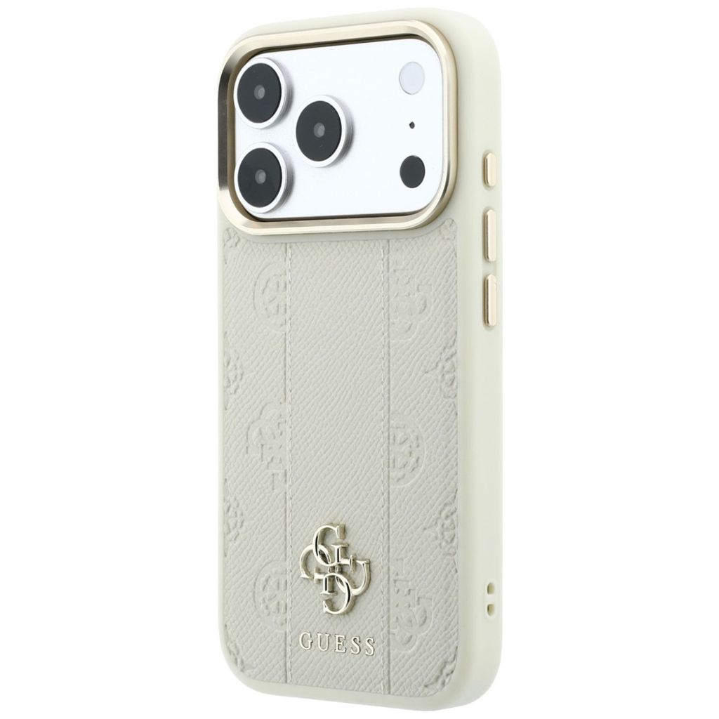 Guess Stripe Peony 4G Logo MagSafe -kuori  iPhone 18 Pro:lle - Beige