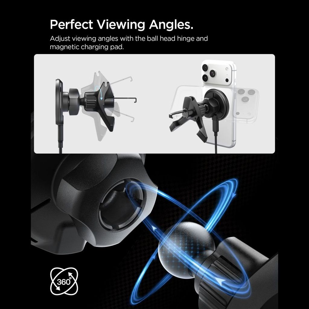 Spigen EV15MAQ Essential Qi2 MagSafe Telefonhållare Bil – Svart