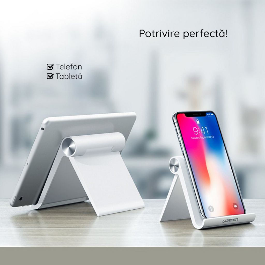 Ugreen LP115 bordstativ til mobil og tablet - hvid