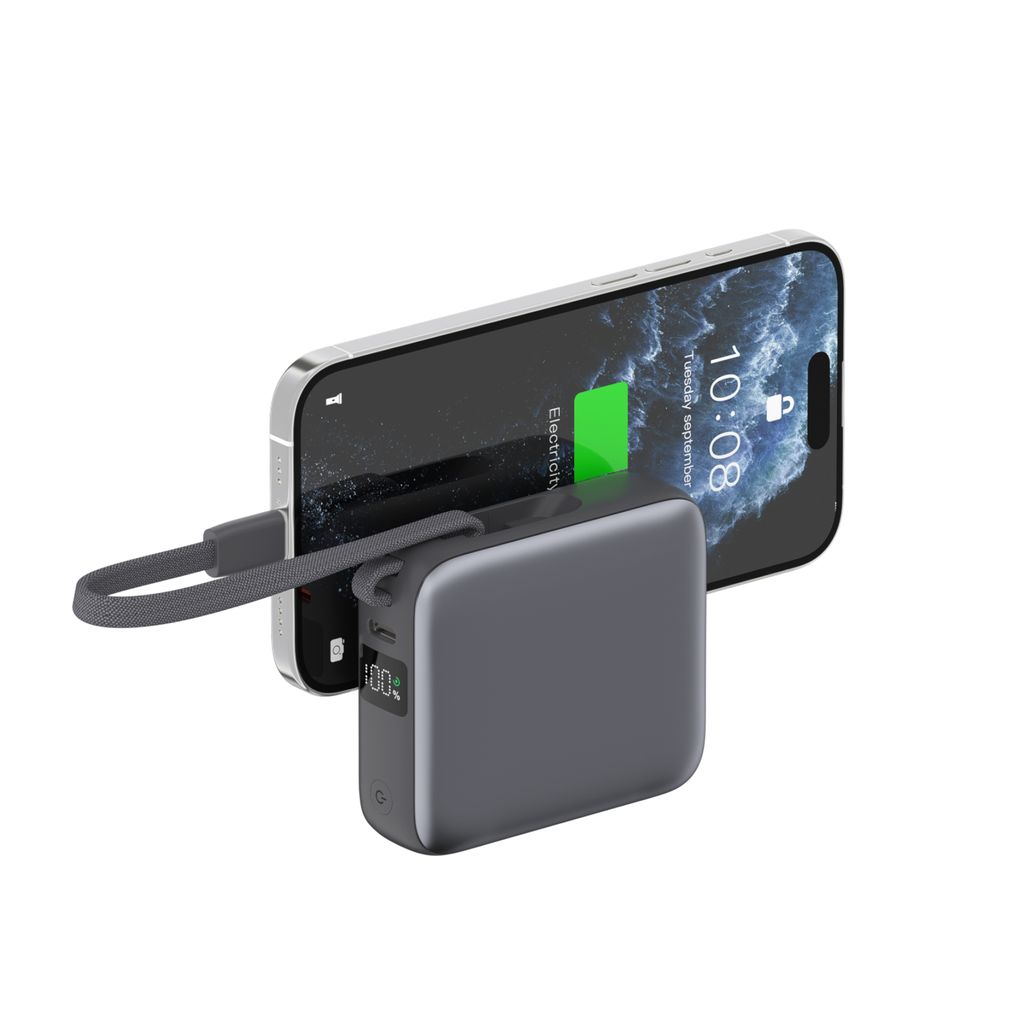 4Smarts Pocket Tehopankki USB-C-kaapelilla 10 000 mAh 22,5 W – Tähtiharmaa