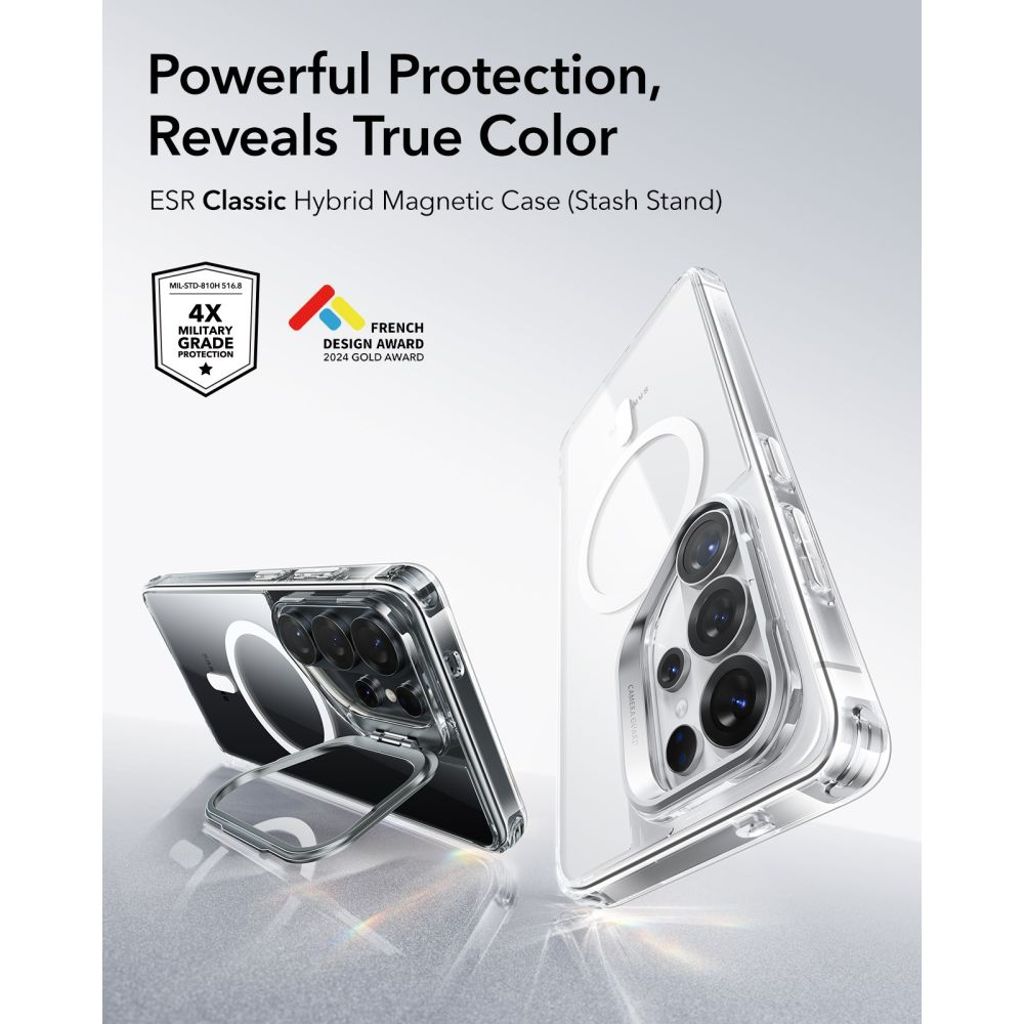 ESR Classic Hybrid Kickstand MagSafe Cover til Samsung Galaxy S26 Ultra - Gennemsigtig