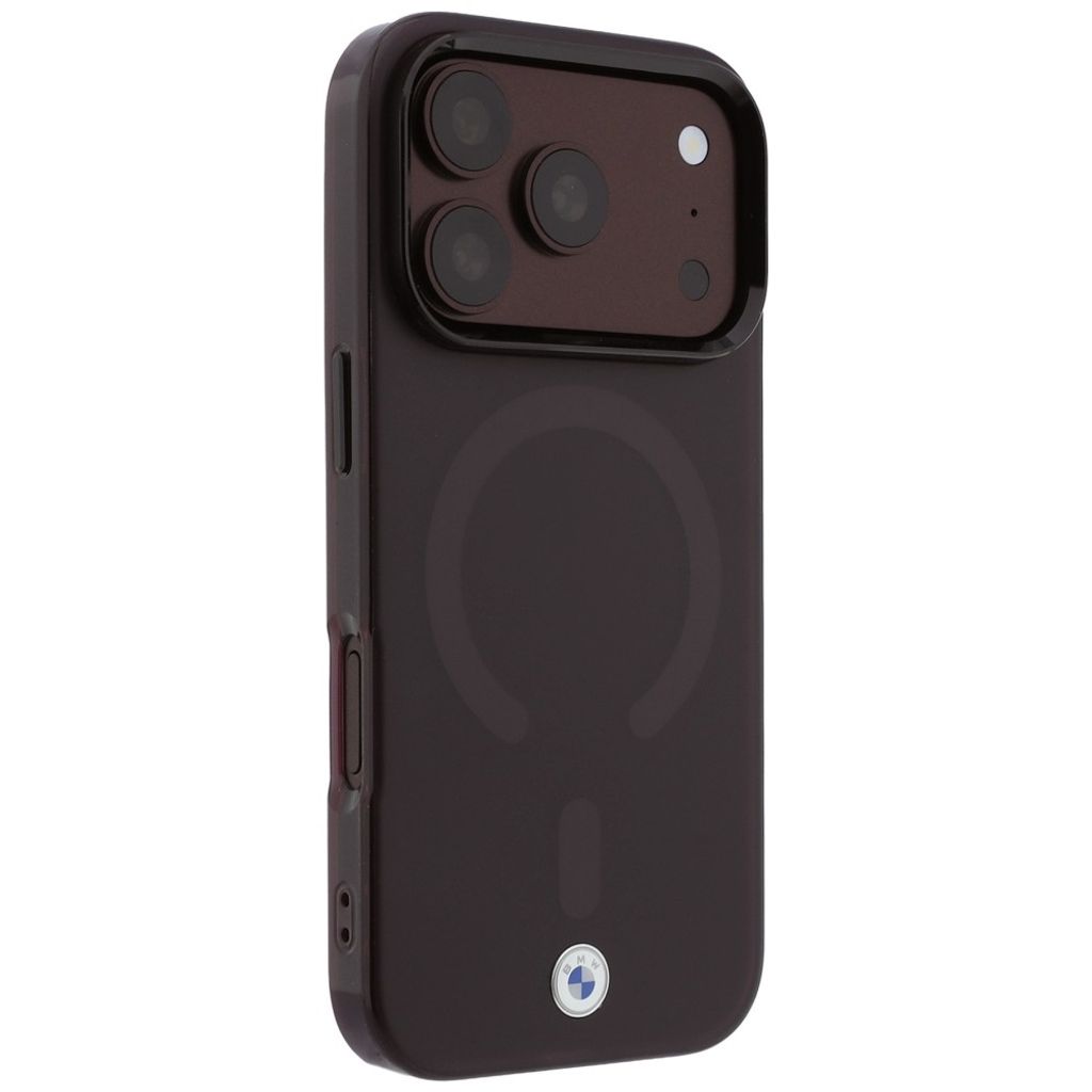 BMW Sign Frosted IML Metal Logo MagSafe -kuori till iPhone 18 Pro Max/17 Pro Max - Burgundi
