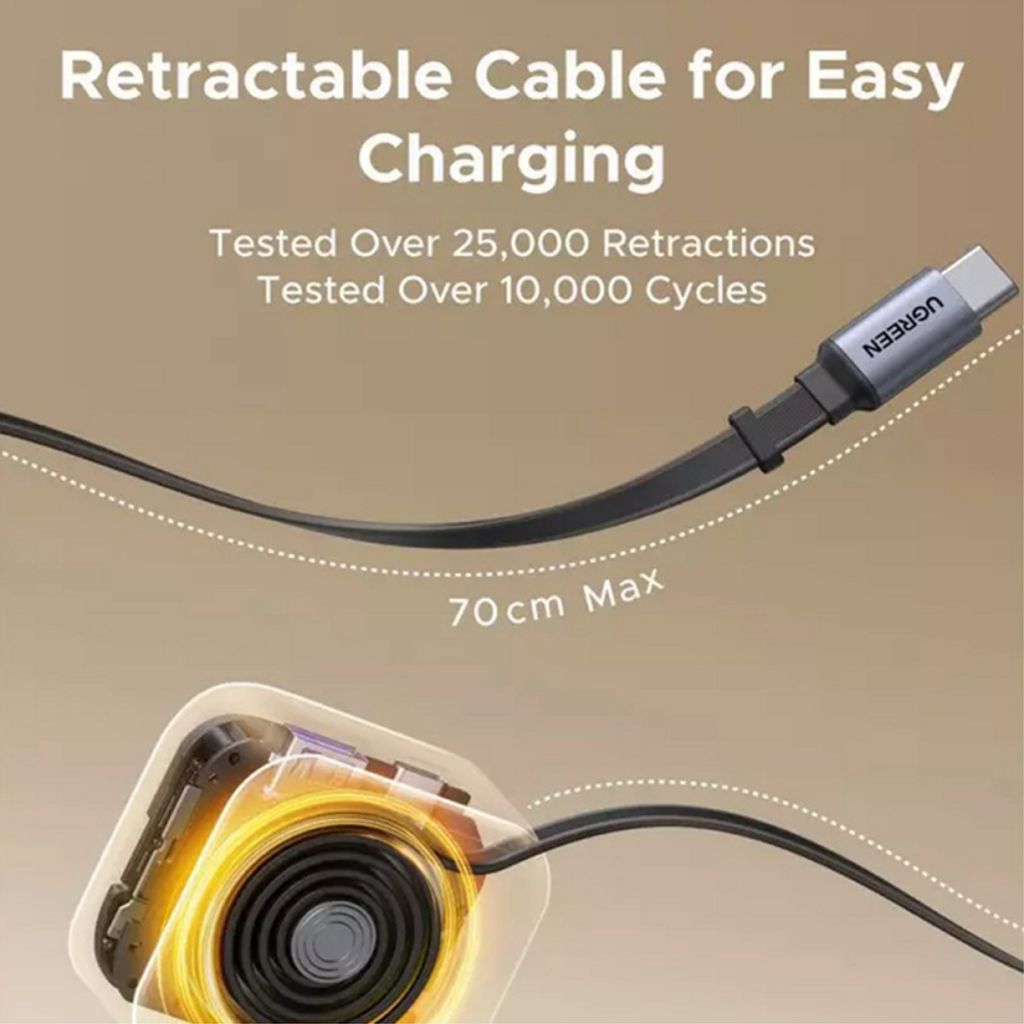 UGREEN Billader 90W, 6.1A, USB-A/USB-C med USB-C-kabel - Grå