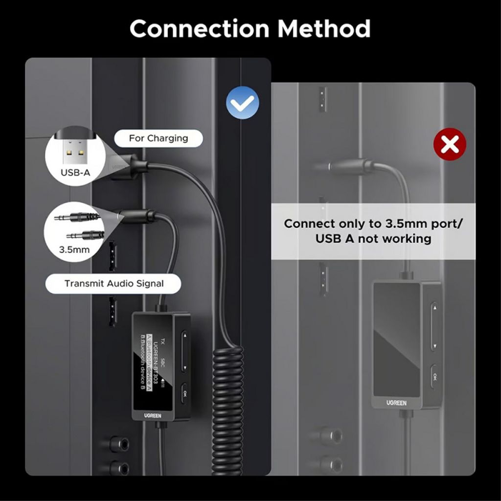 UGREEN Bluetooth-mottaker/sender – svart