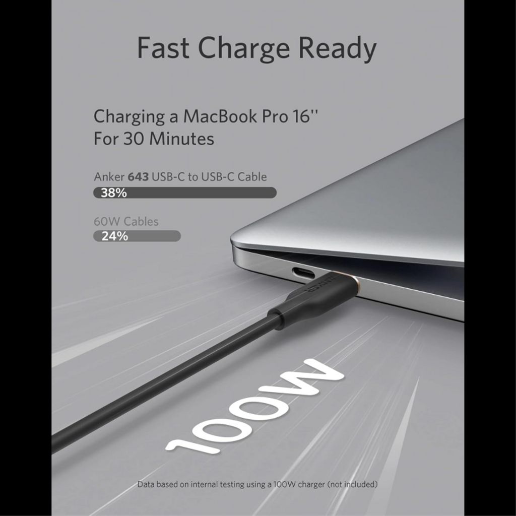 Anker PowerLine III USB-C til USB-C-kabel 100W 0,9m - Svart