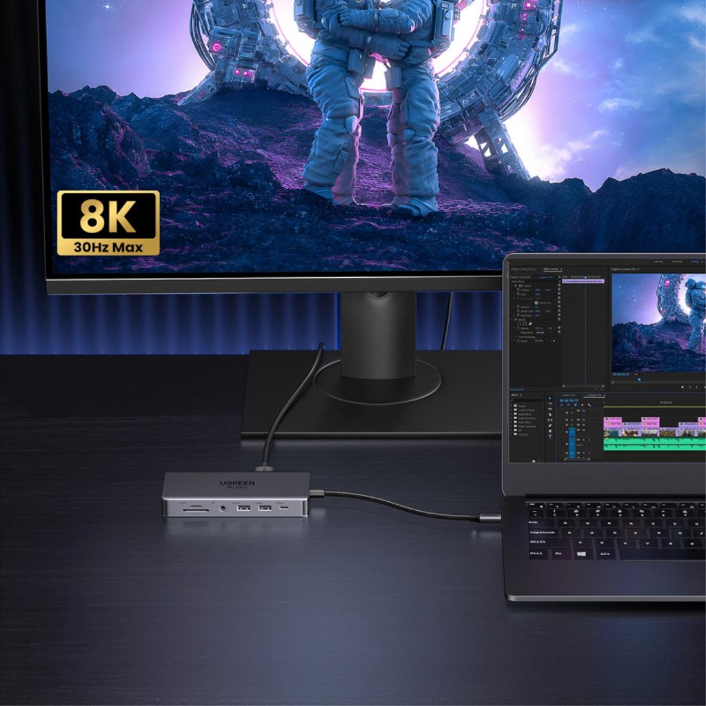 UGREEN Revodok Pro 313 CM681 USB-C-hub USB-A/USB-C/HDMI/3,5 mm/RJ45/SD/microSD