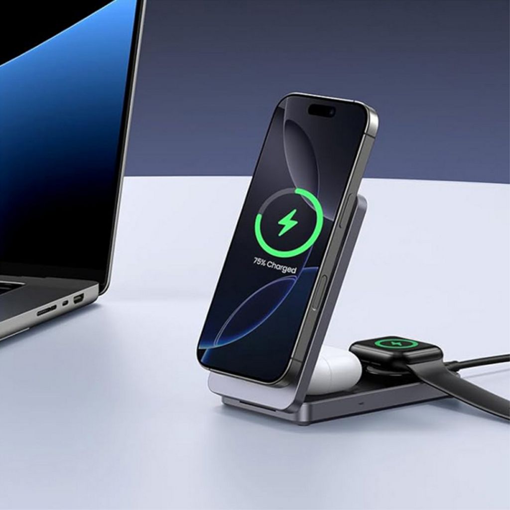 UGREEN W707 3-i-1 trådløs lader 25W – grå
