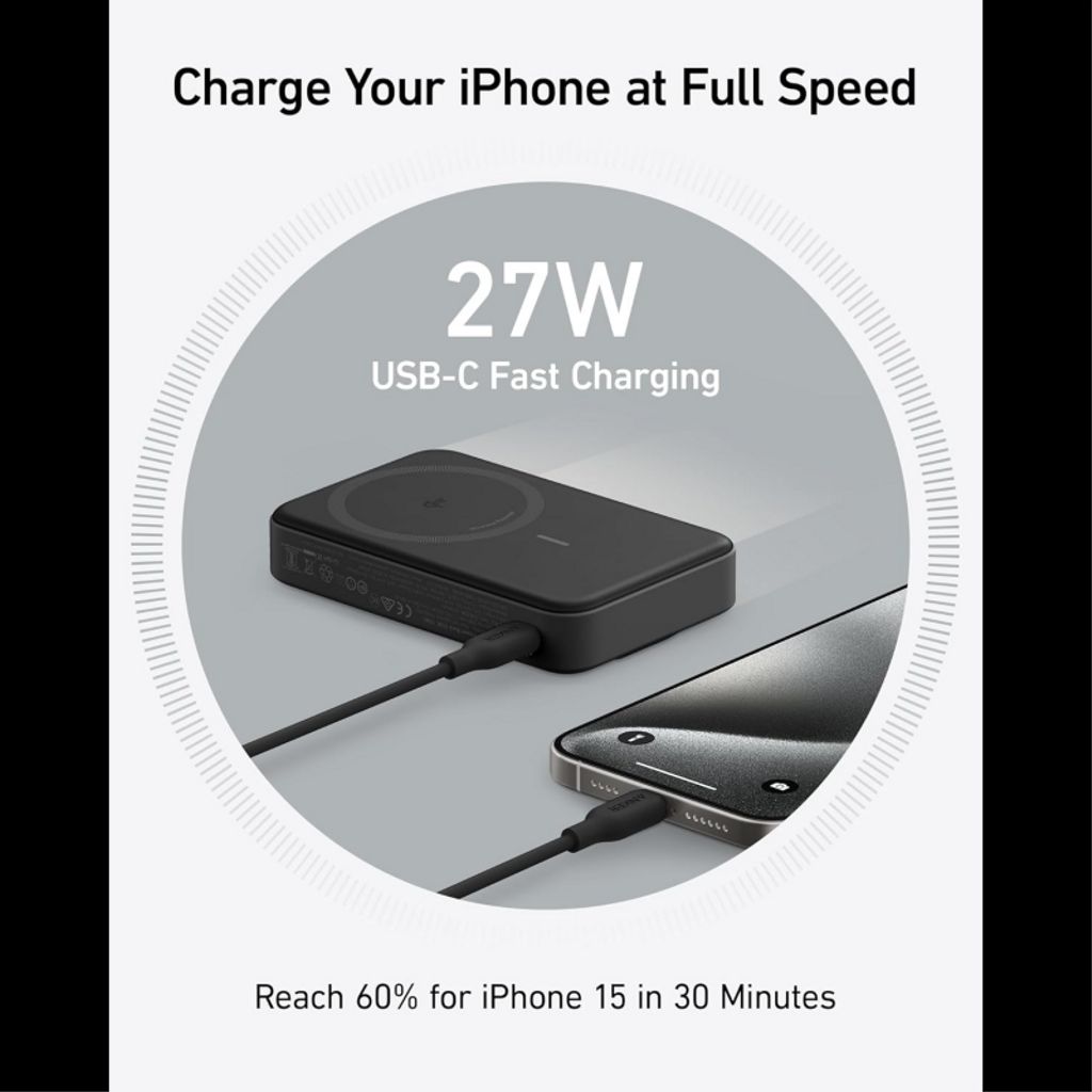 Anker MagGo Powerbank 10000mAh med trådlös laddning – Svart