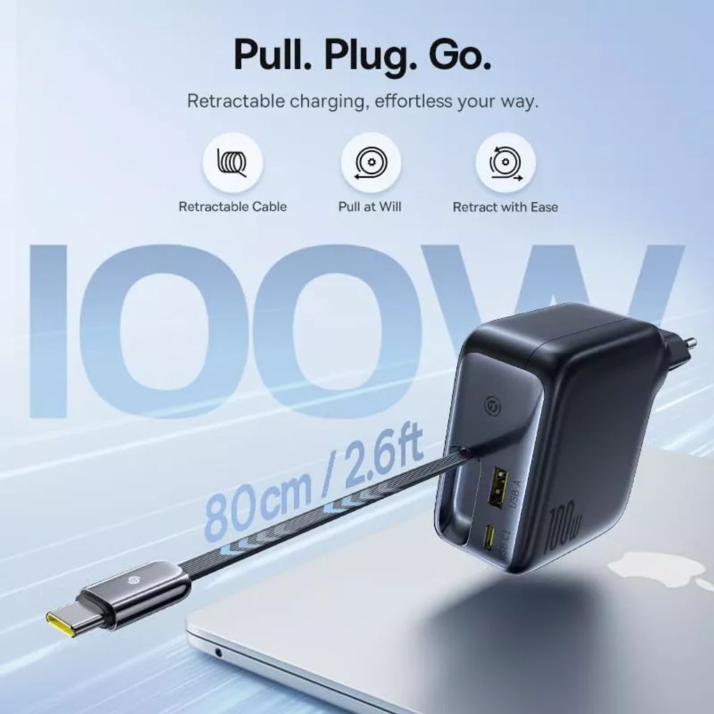 Baseus EnerCore CJ11 -seinälaturi 100 W USB-C-kaapelilla – musta