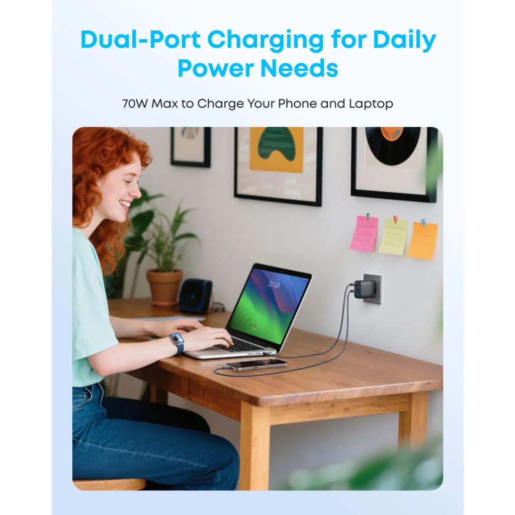 Anker Zolo väggladdare 70W, 3x USB-C, 1x USB-A – Svart
