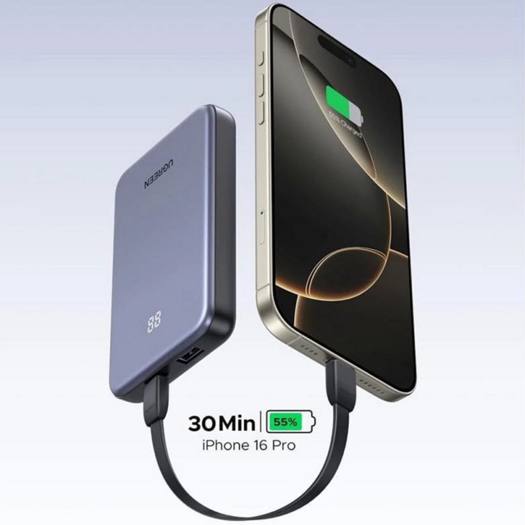 UGREEN 75131B powerbank 10000mAh, QC/PD – grå