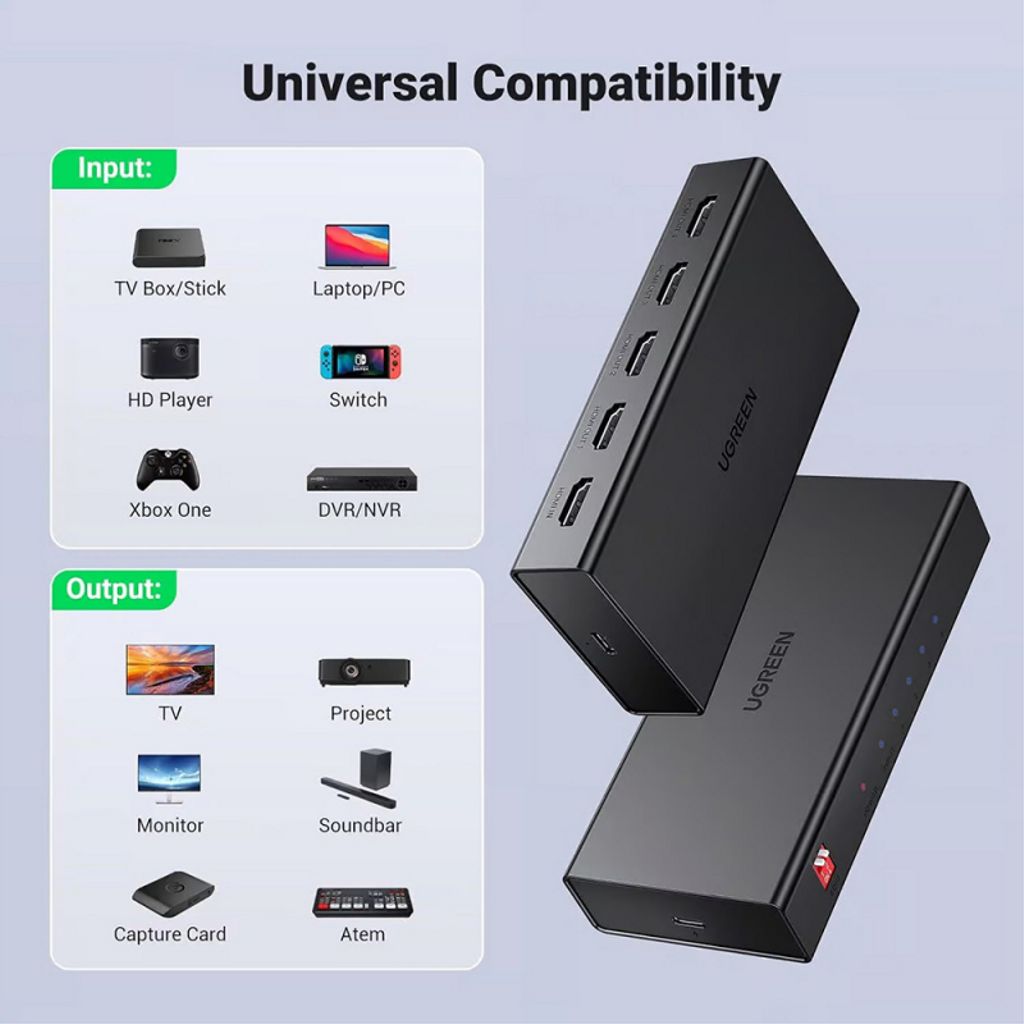 UGREEN CM570 HDMI-splitter med 4 portar 4K – svart