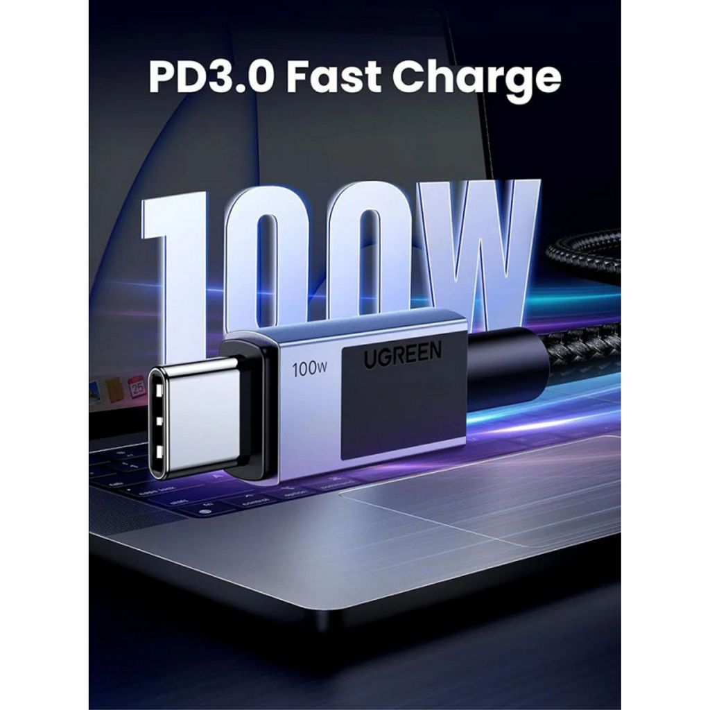 UGREEN L512 USB-C til USB-C kabel 100W – 0,5m, grå