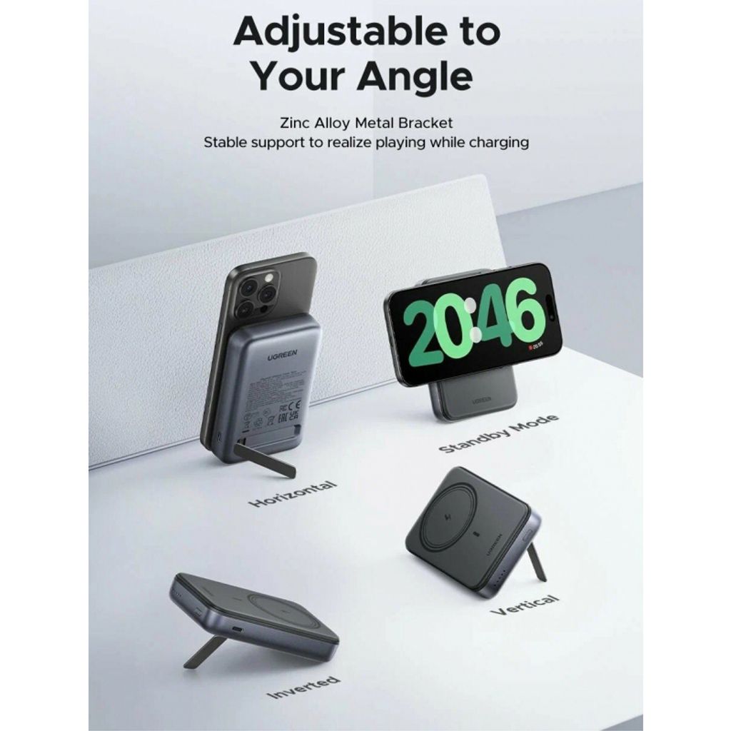 UGREEN PB562 magneettinen virtalähde 10 000 mAh – 20 W, musta