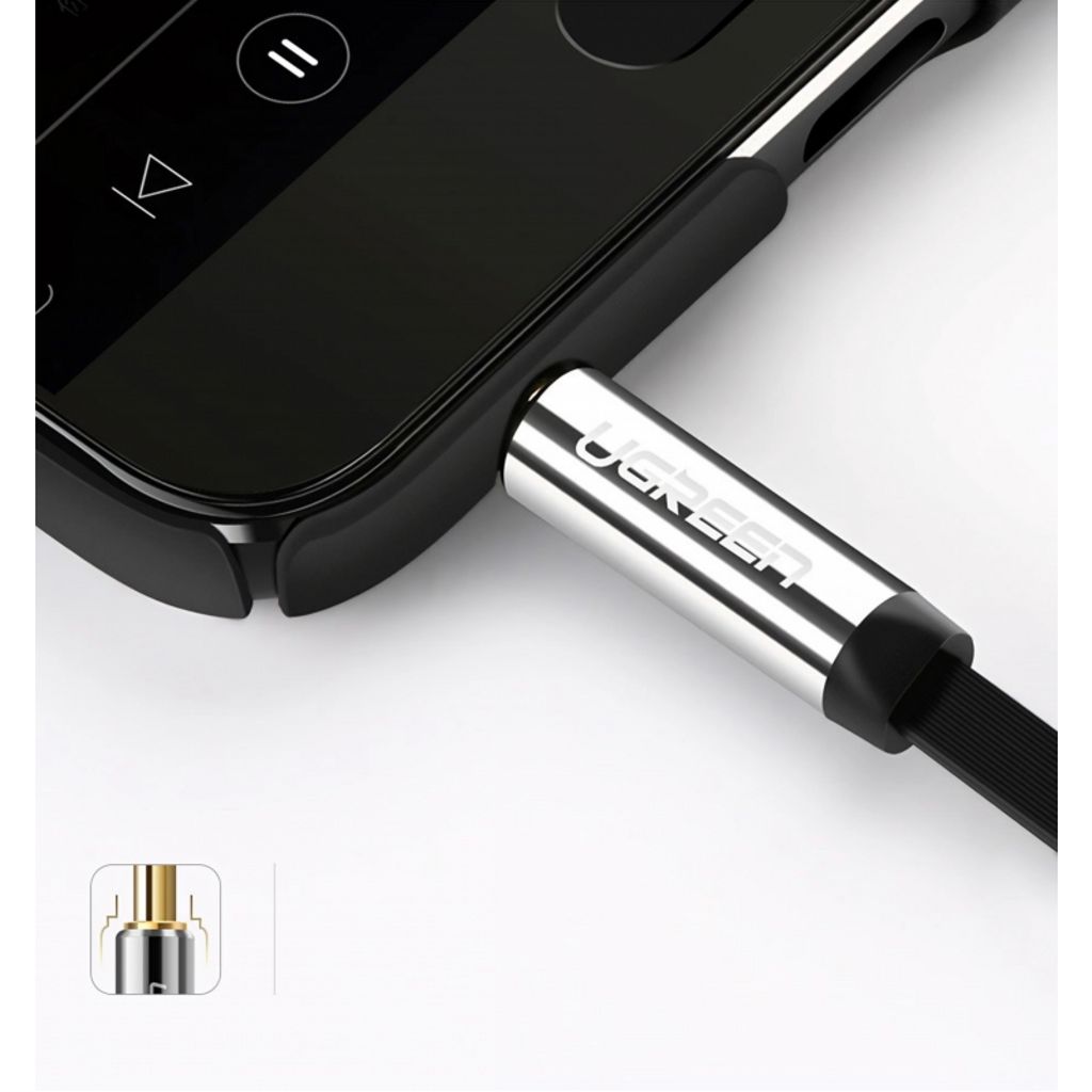 UGREEN AV119 3,5 mm til 3,5 mm lydkabel, vinklet – sort 1,5 m