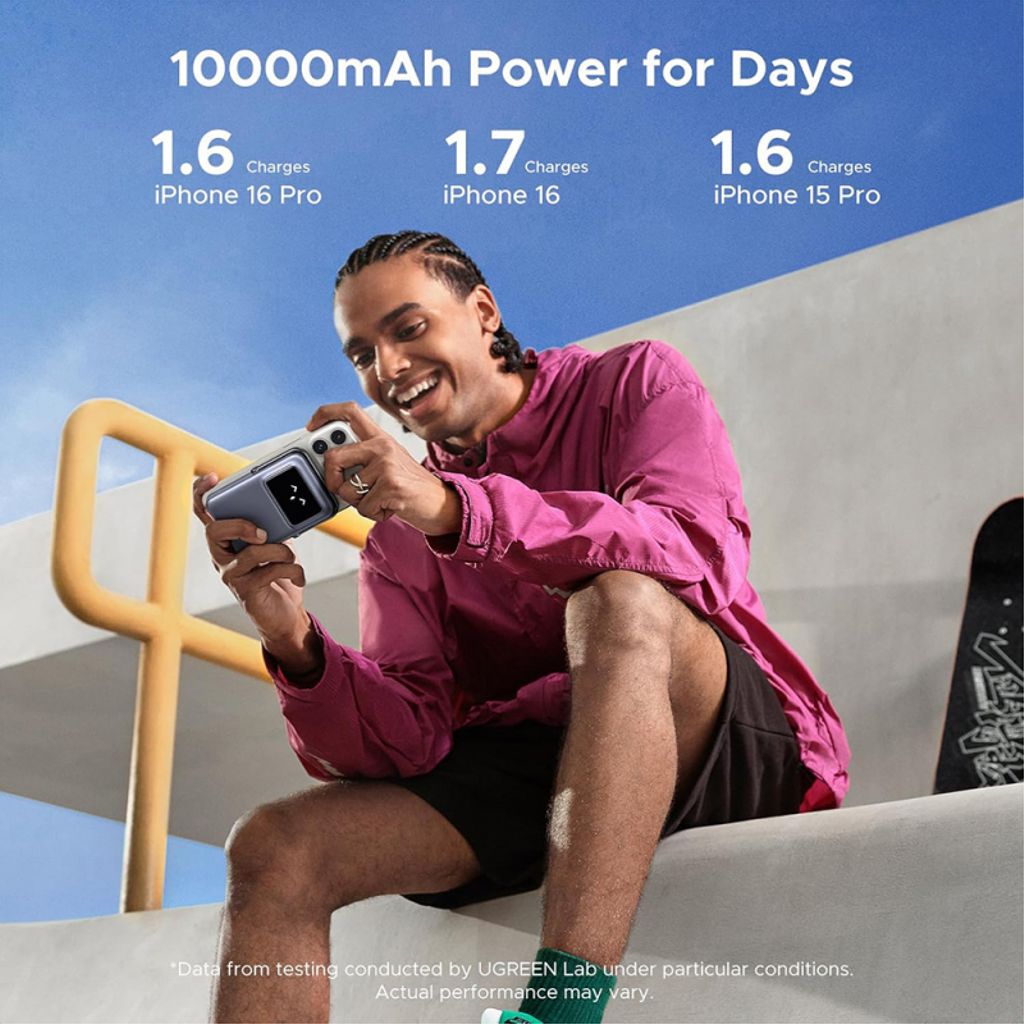 UGREEN Uno PB764 trådlös powerbank 10000mAh, 20W, PD + FQI – grå