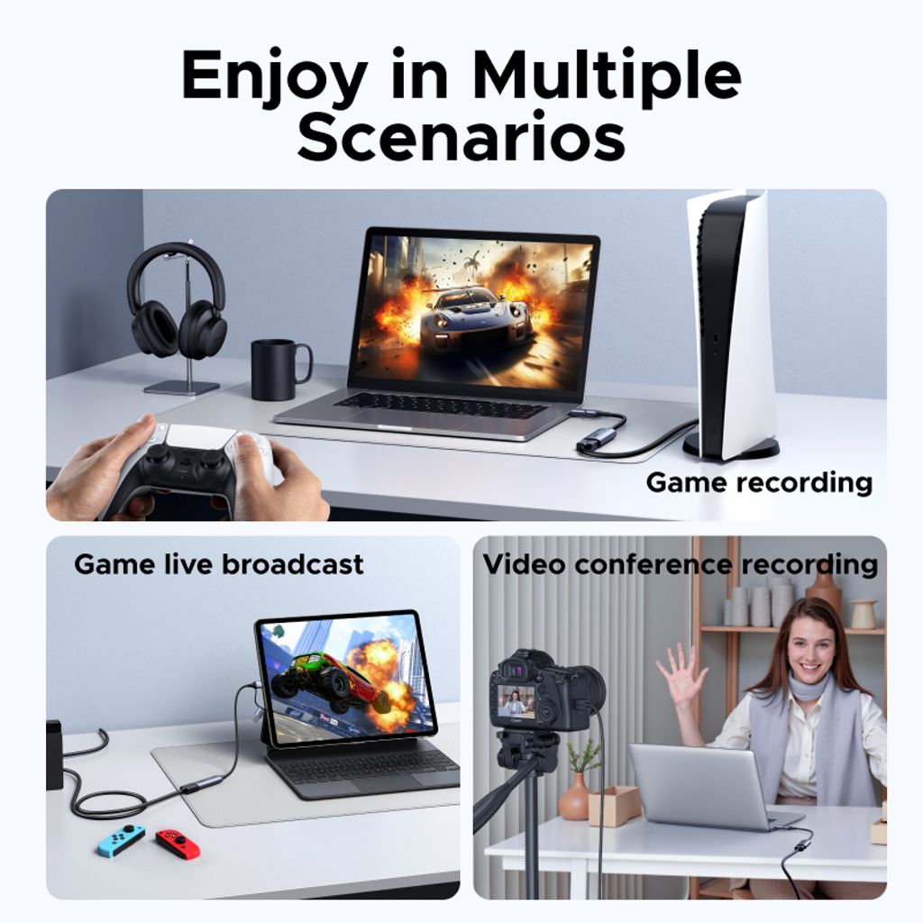 UGREEN HD HDMI till USB-A/USB-C videoinspelningskort / adapter – grå