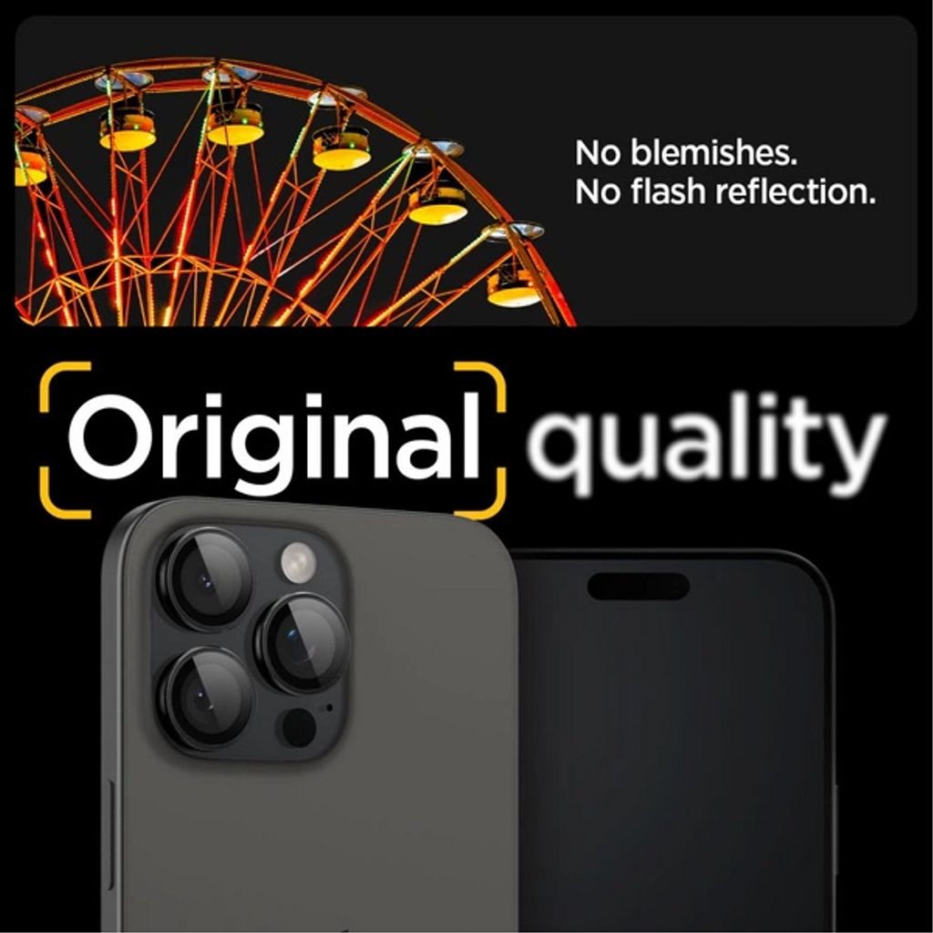 Spigen iPhone 17 Pro/Pro Max Glas.tR EZ Fit Optik Pro Linsskydd, 2-pack - Svart