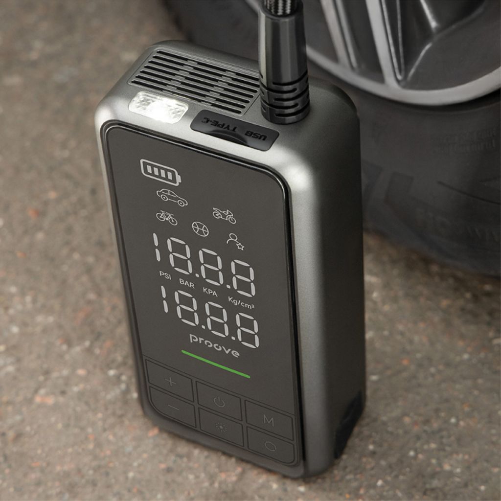 Proove 2-i-1 Jumpstarter 10000mAh og luftkompressor – grå