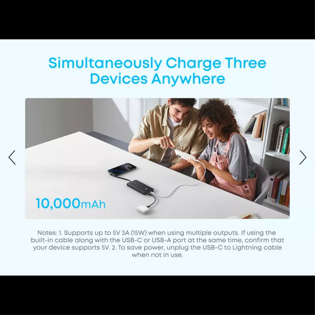 Anker Zolo 10000mAh powerbank – Hvit