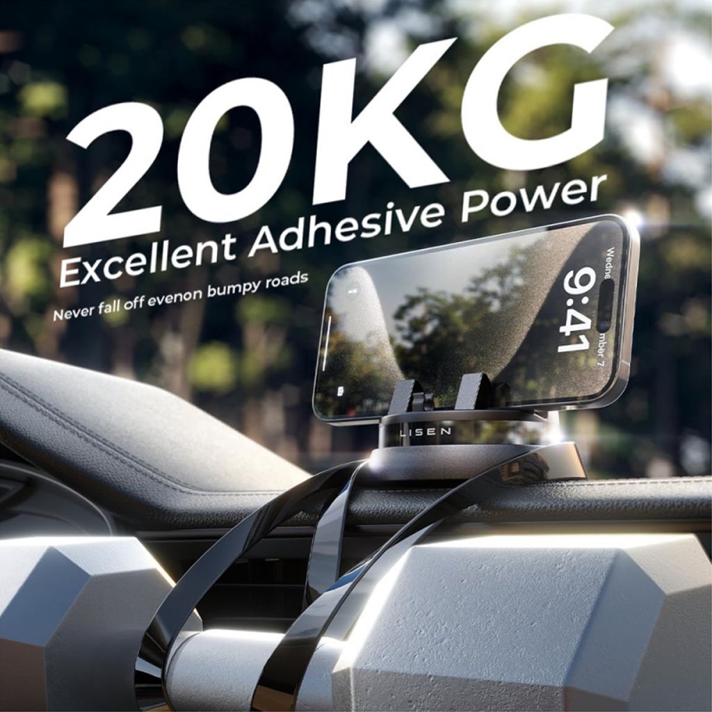 Lisen Bilholder til Telefon/Tablet 6mm-13mm Tykkelse - Sort