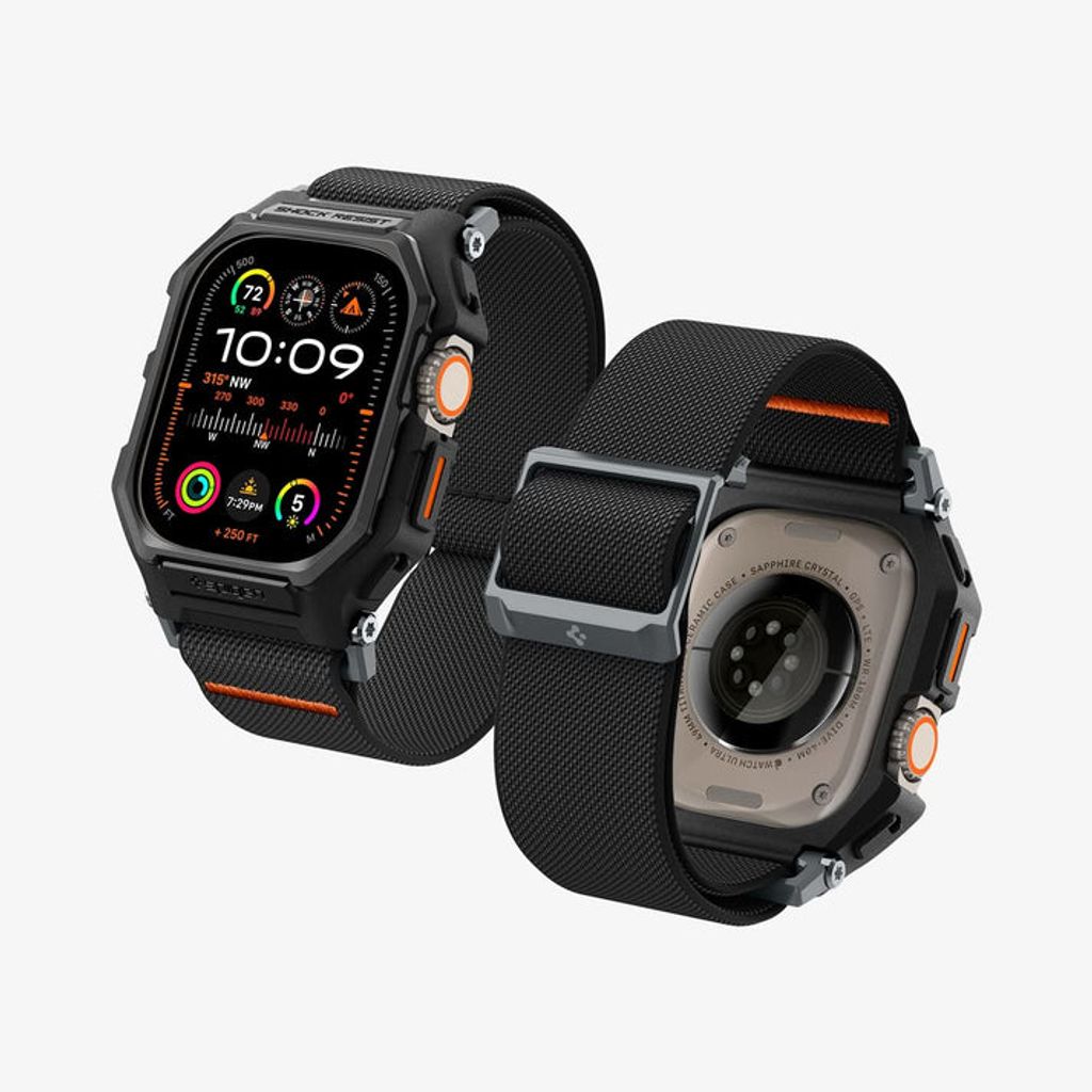 Spigen Apple Watch Ultra 4/3/2/1 49mm Kellonranneke & Kuori Lite Fit Pro - Musta