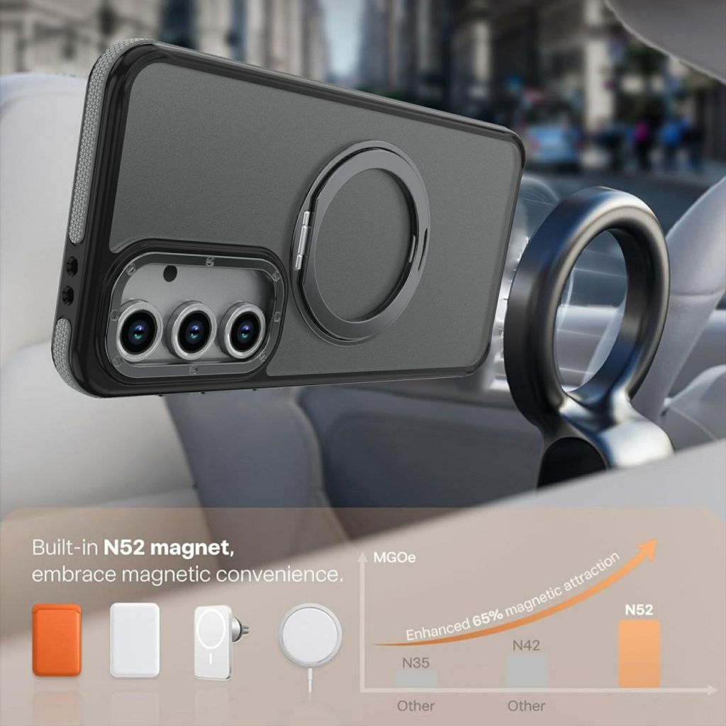 Samsung Galaxy S26 FE deksel med magnetisk ring - grå