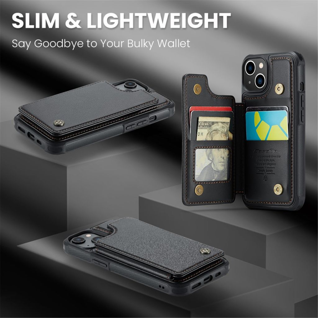iPhone 13 CASEME C22 Lompakkokuori RFID-estävällä – Musta