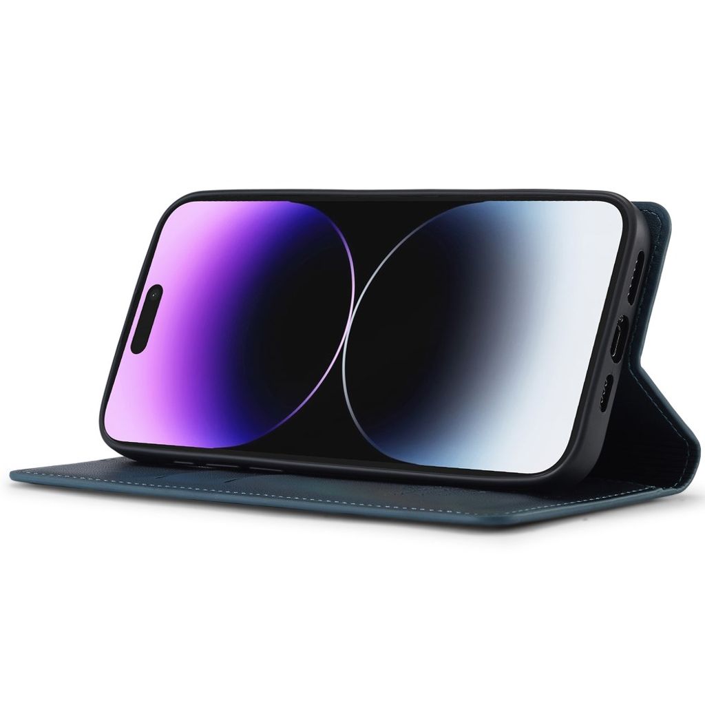 LC.IMEEKE iPhone 15 Pro Plånboksfodral PU-läder Stativ - Blå