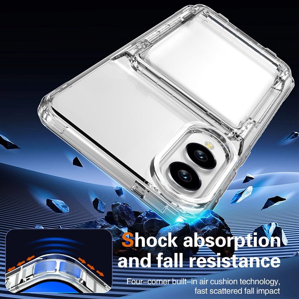 Samsung Galaxy S25 Edge Cover Kortholder/Stativ - Gennemsigtig