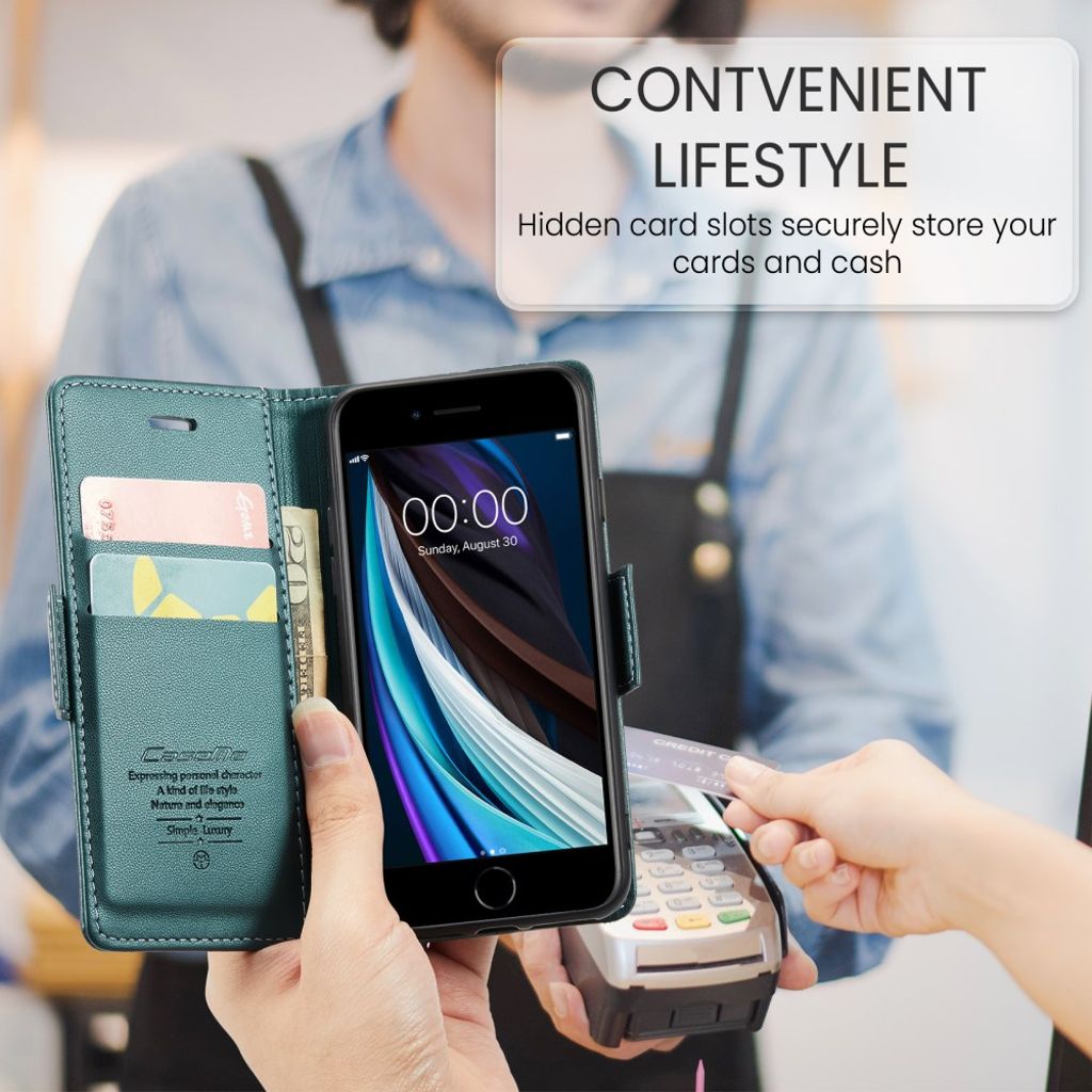 CASEME iPhone 6/6s/7/8/SE 2020/2022 Fodral med Kortfack - Grön